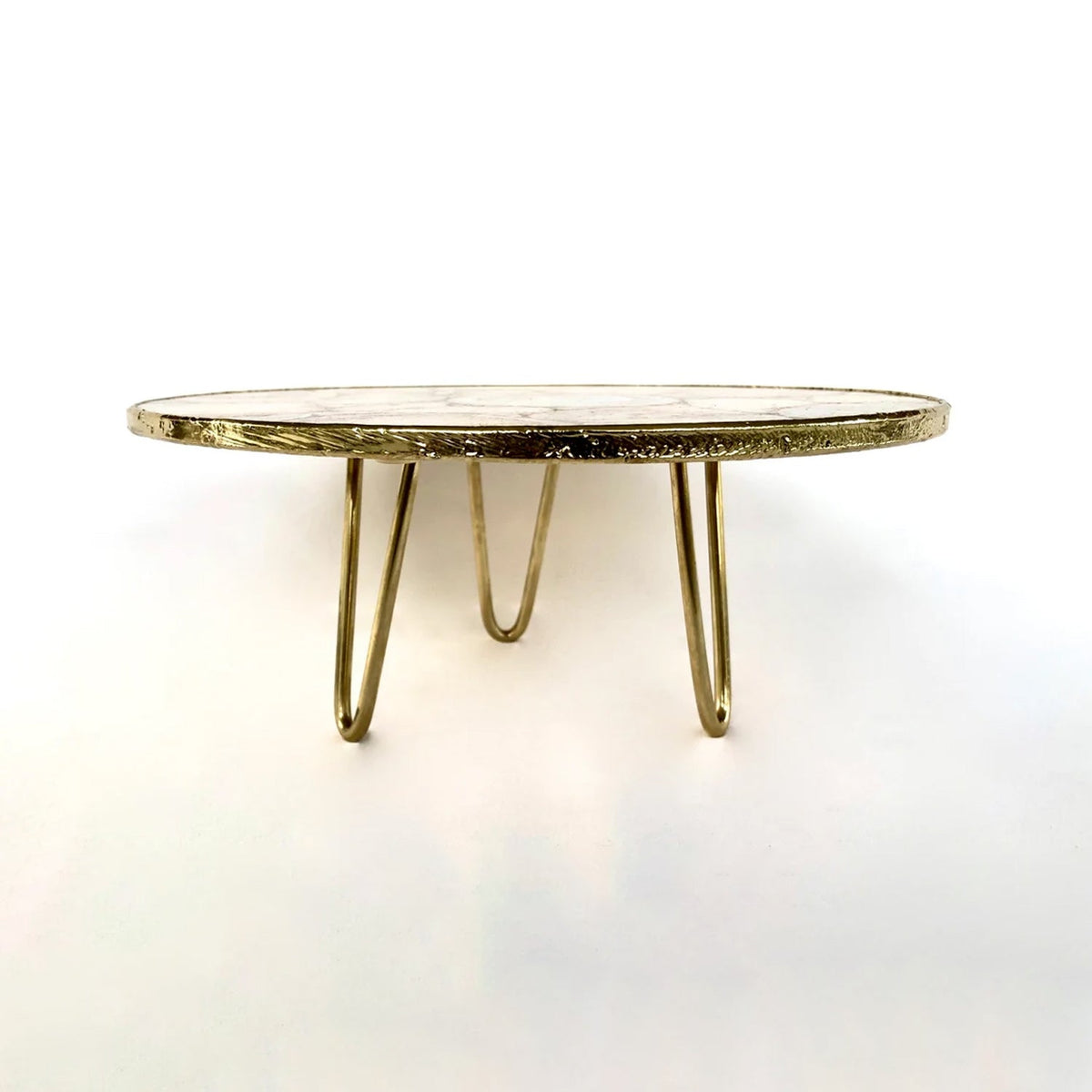 Golden Brown Agate Cake Stand/Centerpiece/Display Stand/Tray 10" Round