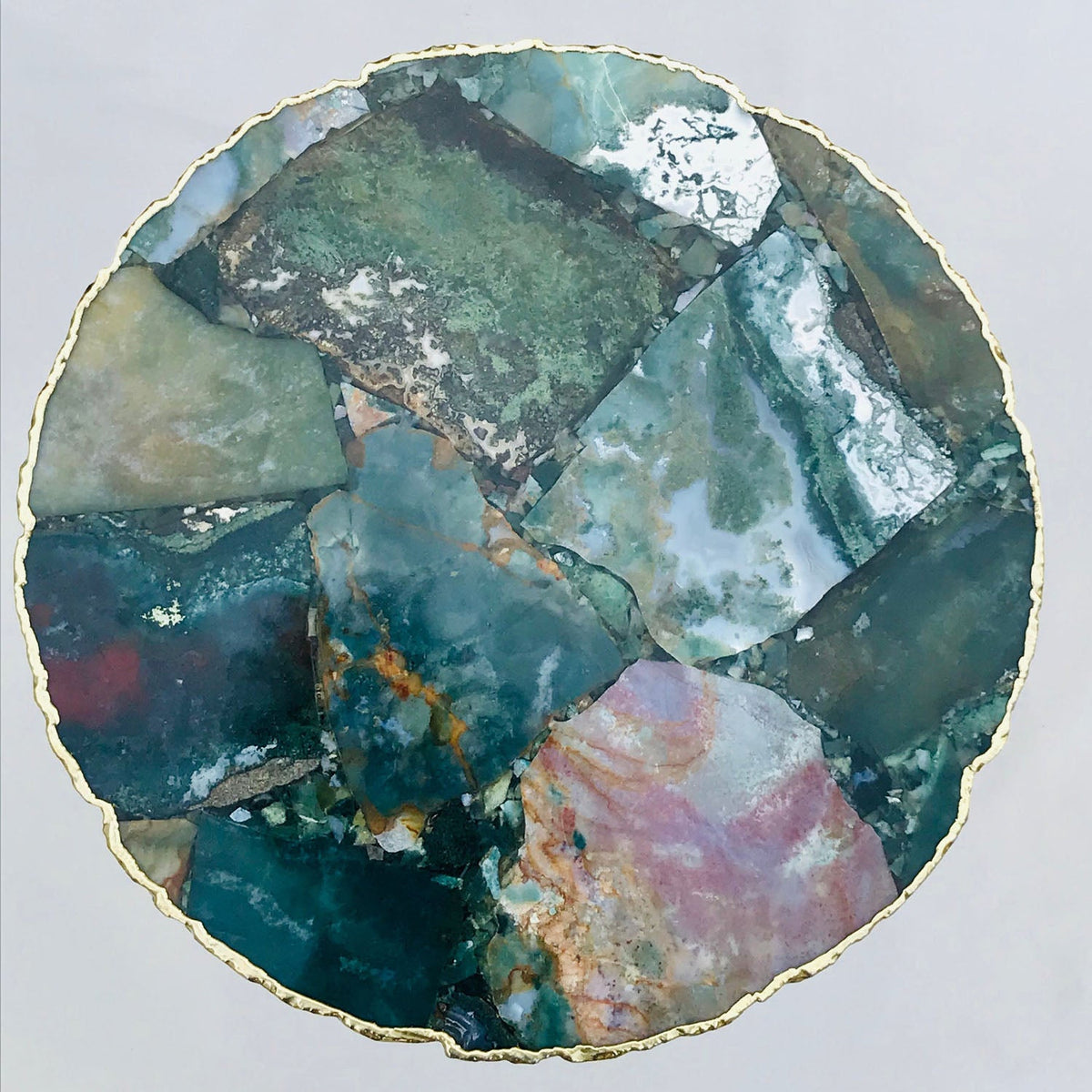 Green Agate Side Table, Organic Edge