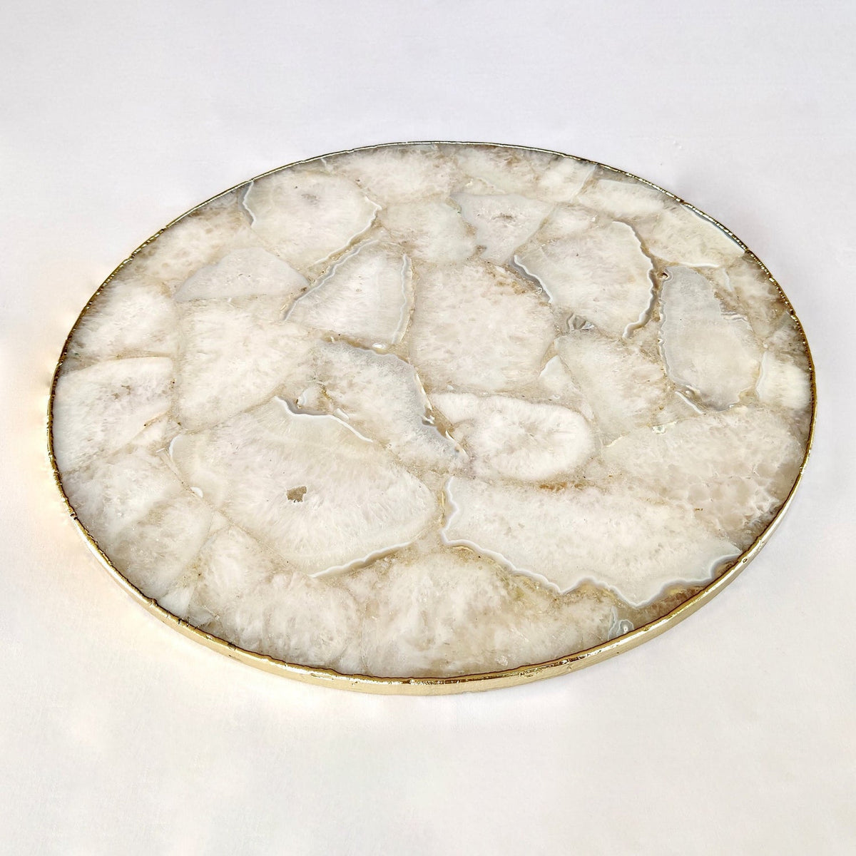 White Agate LazySusan | Countertop | Turntable | Centerpiece