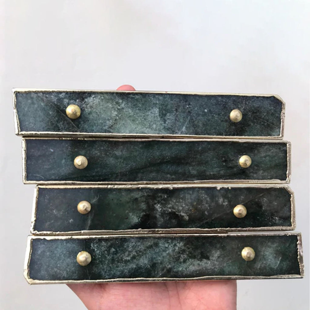 Set of 4 Sage Green Agate Handle Barbarella