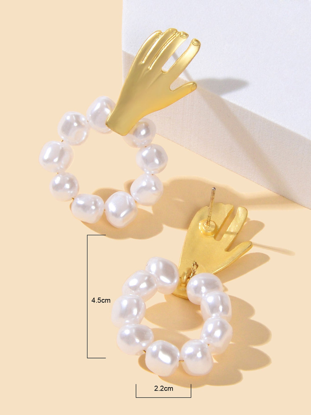 Round Pearl Circle Gold Hand Earrings Piercing Jewellery Ethnic Engagement Gift