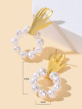 Round Pearl Circle Gold Hand Earrings Piercing Jewellery Ethnic Engagement Gift