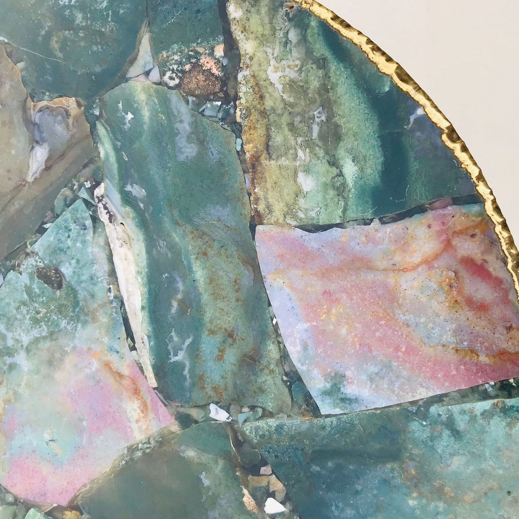 Green Agate Side Table, Round Top
