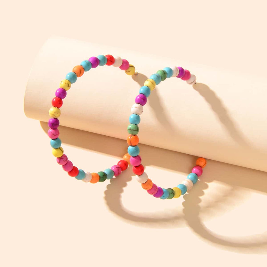 Handmade Colorful Seed Beads Ethnic Big Hoop Earrings Women Bohemian Jewellery - Earrings at Dealshubindia