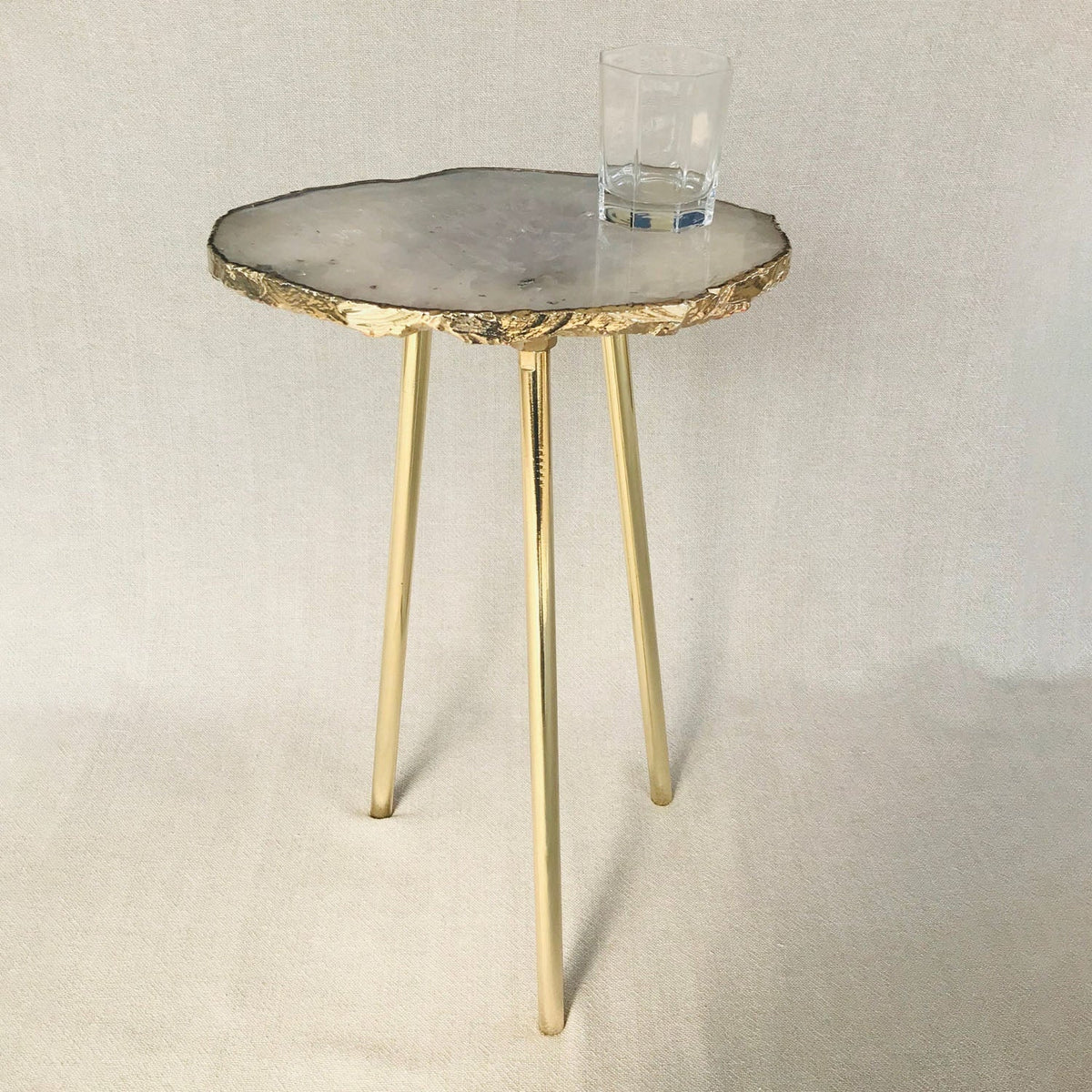 Small Gray Agate Side Table, 11" x 7" Organic Edge