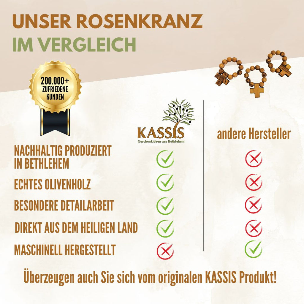 Olivenholz Fingerrosenkranz aus Bethlehem