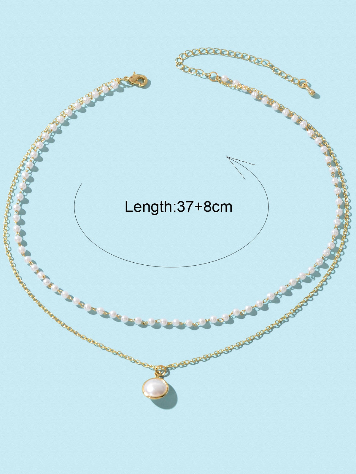 2 Layers Women Gold Pearl Charm Pendant Necklace Boho Statement Beautiful Choker