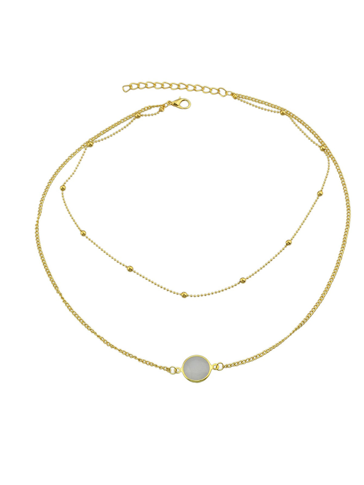 Boho Chic Double layer Gold Chain Round Charm Necklace Fashion Women Accessories