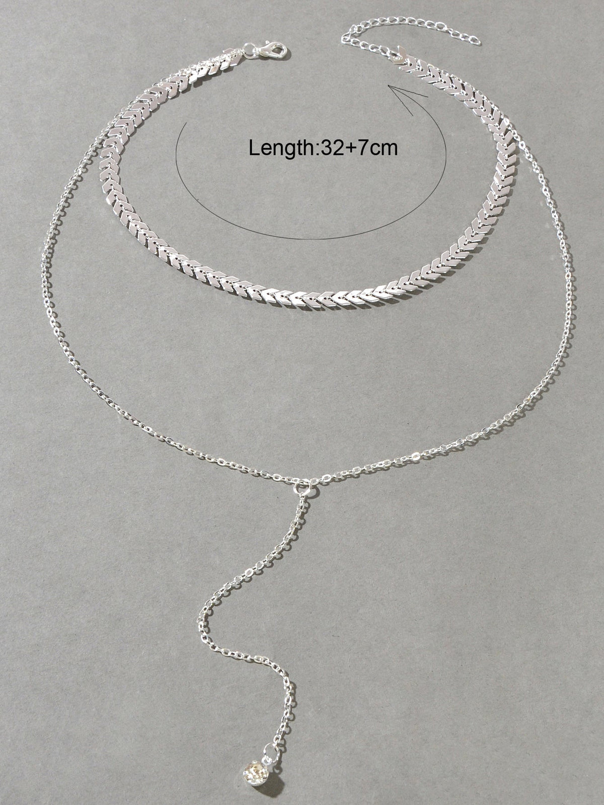 Double layer Chain Dangling Rhinestone Pendant Lariat Necklace Female Jewellery