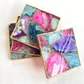 Multicolored Agate Square Coasters – Set of 4