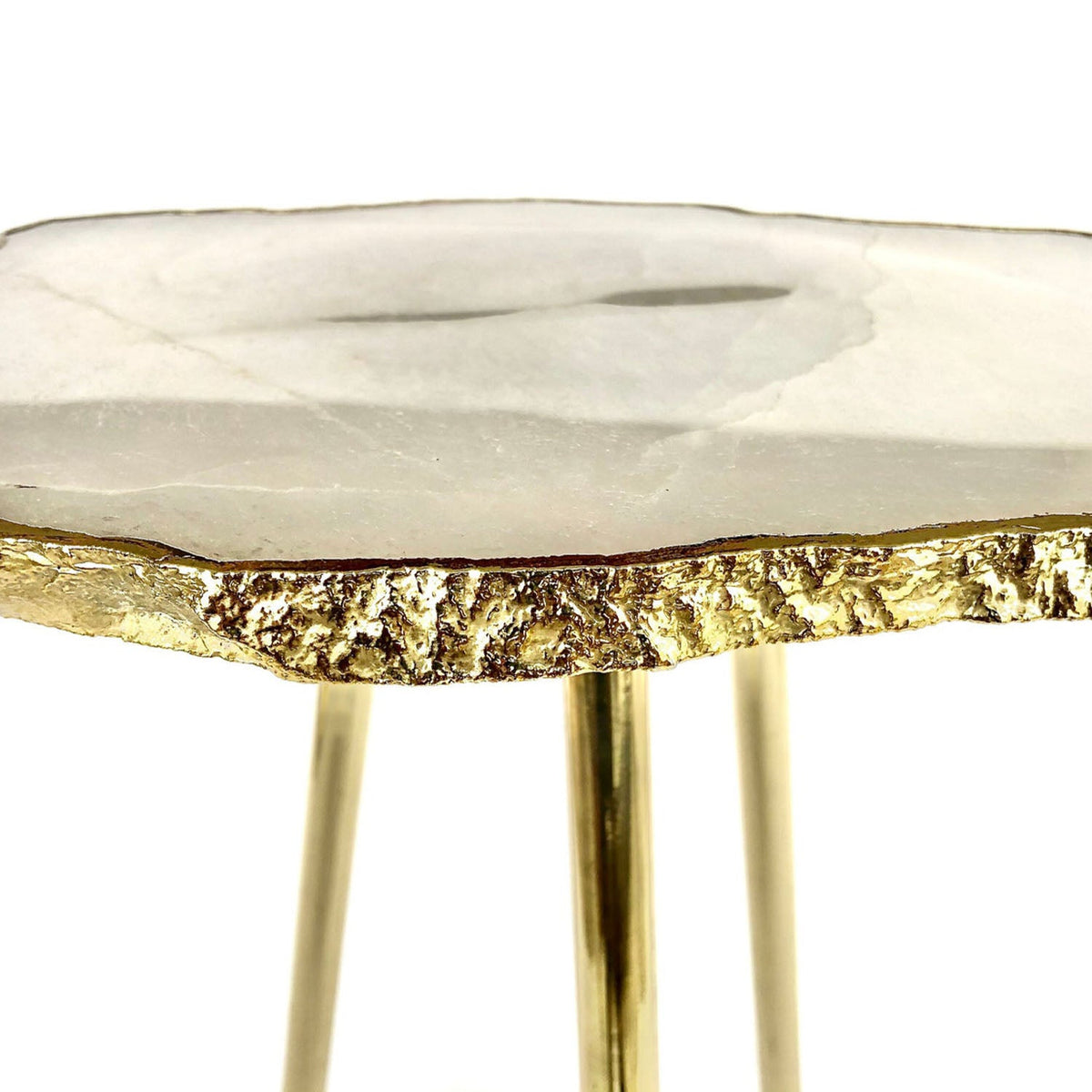 Small White Agate Side Table, 11" x 7" Organic Edge