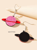 Party Decoration Women Red Resin Acrylic Planet Dangle Earrings Ear Jewellery