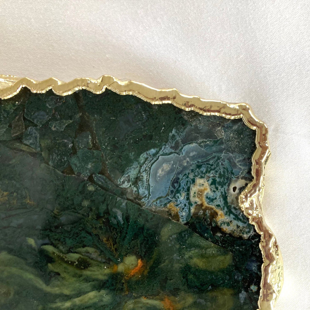 Large Green Agate Cheese Platter/Tray - 10"x15"