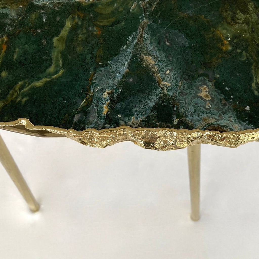 Green Agate Side Table, 10" x 15" Organic Edge