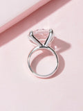 Perfect Engagement Gift Big Transparent Simulated Crystal Finger Ring Women Band - Rings at Dealshubindia