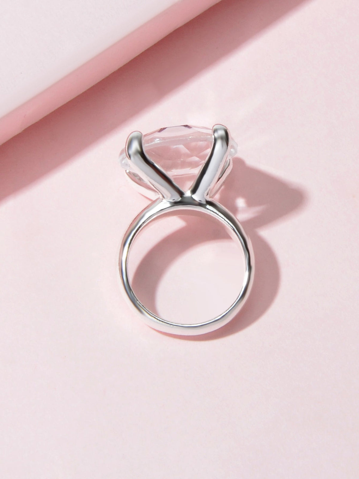 Perfect Engagement Gift Big Transparent Simulated Crystal Finger Ring Women Band - Rings at Dealshubindia