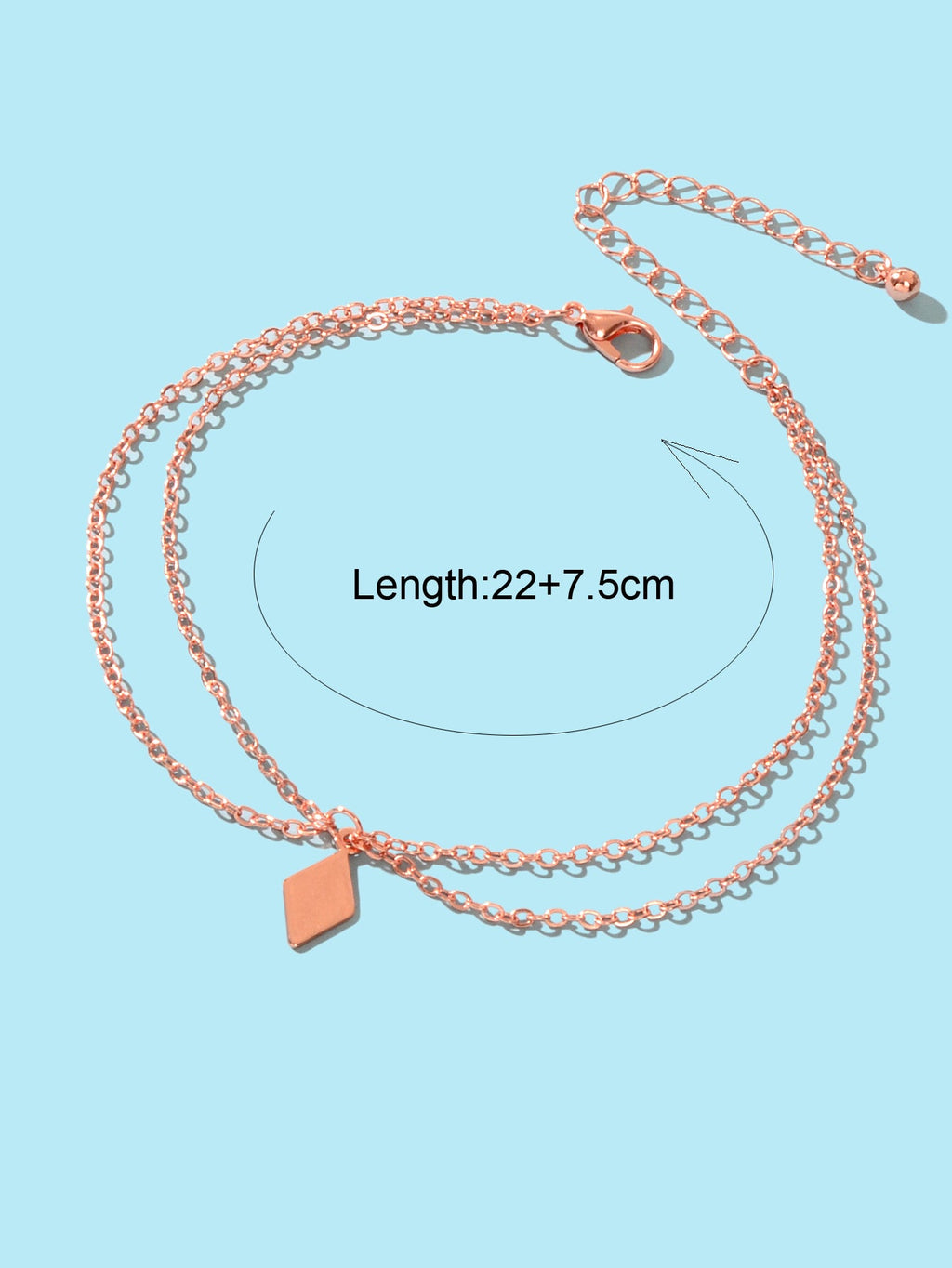 Bohemian Foot Beach Jewellery Double Layer Chain Rhombus Geometric Charm Anklet
