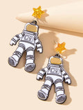 Creative Personality Accessories Resin Star Astronaut Statement Dangle Earrings