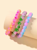 3 pcs/set Ethnic Jewellery Colorful Beads Elastic Bohemian Bracelet Cool Jewelry