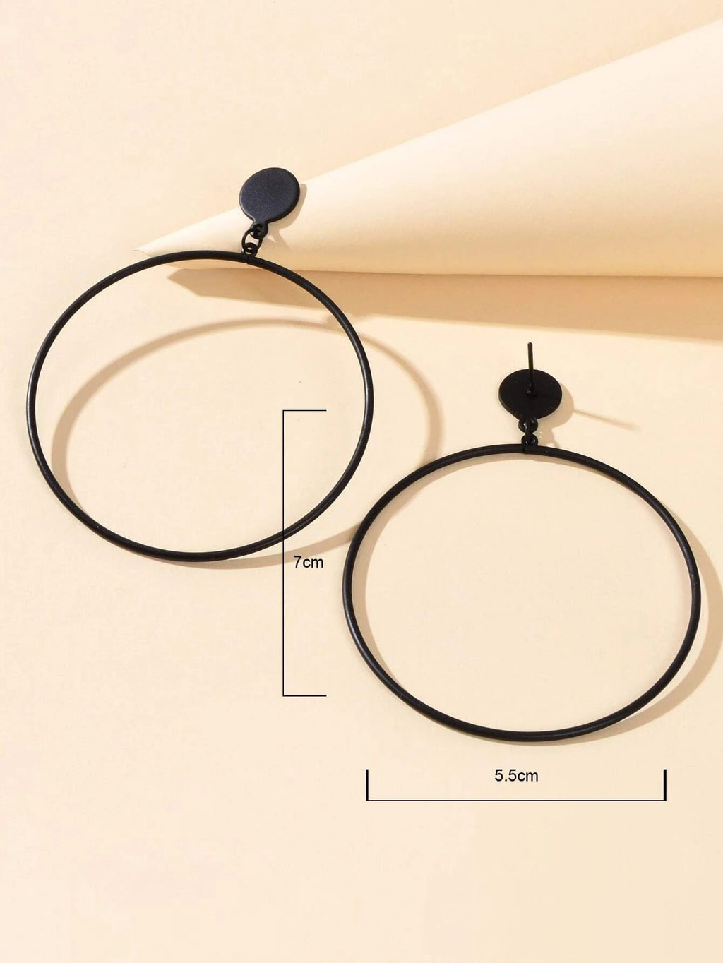 Punk Jewellery Black Minimalist Big Circle Drop Dangle Earrings Accessories Gift