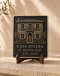 Personalised Building Portrait Plaque, Custom House Relief, Antique Brass Property Keepsake