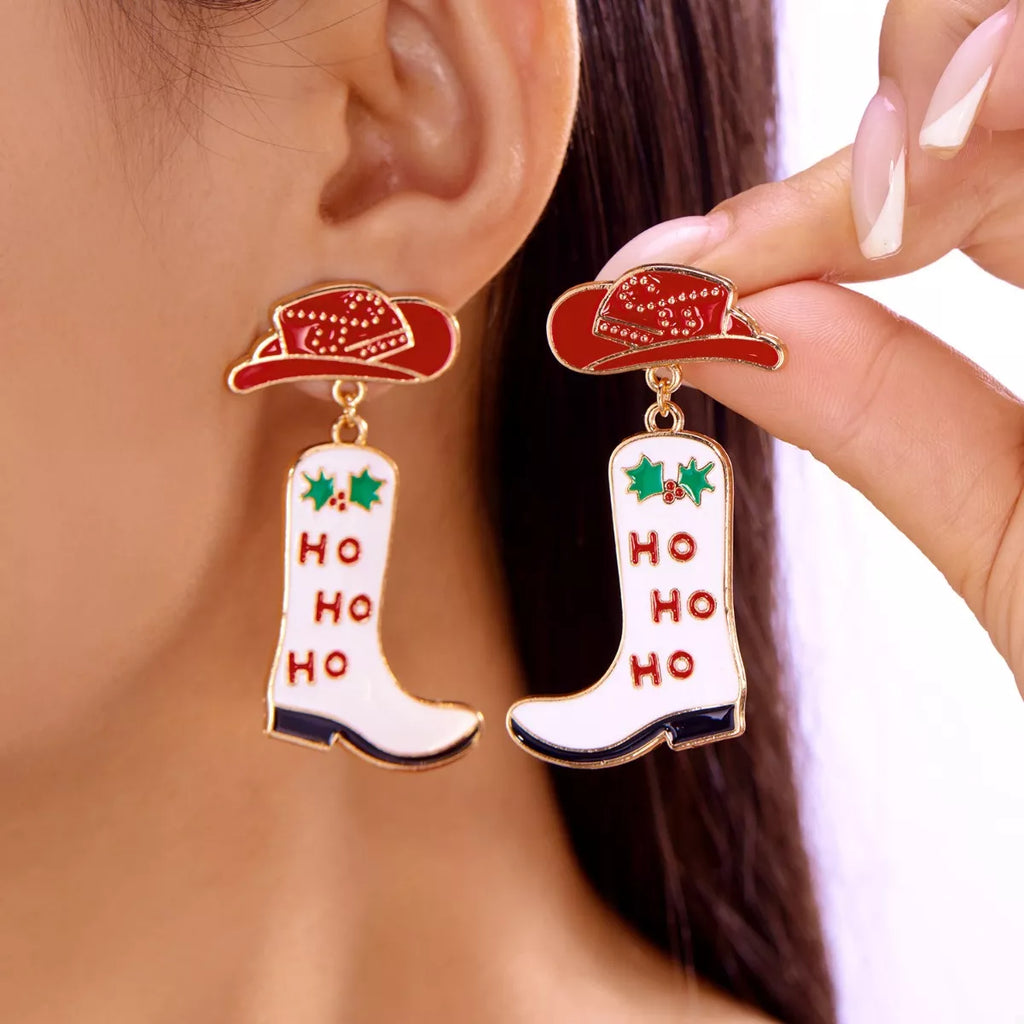 Christmas Cowboy Boots Earrings - n/a at Dealshubindia