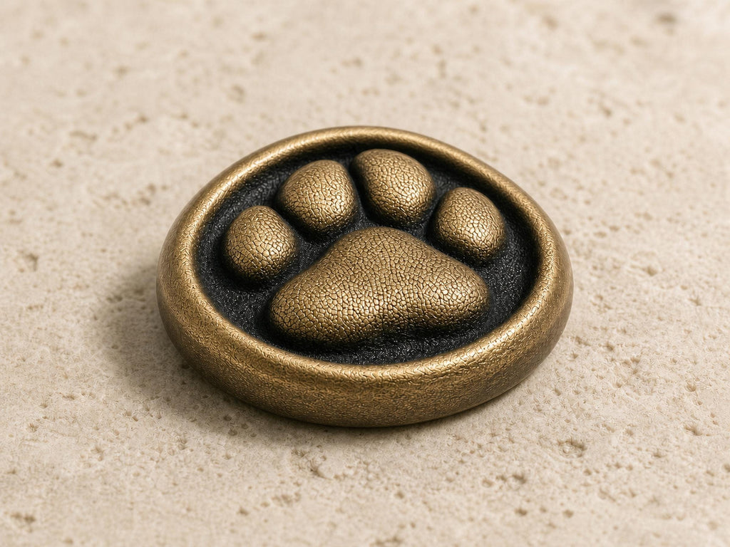 Custom Dog Paw Memorial Plaque, Antique Brass Keepsake, Personalised Dog Paw Print Ornament