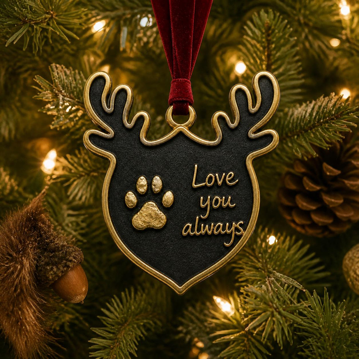 Pet Paw Print Ornament, Antlers