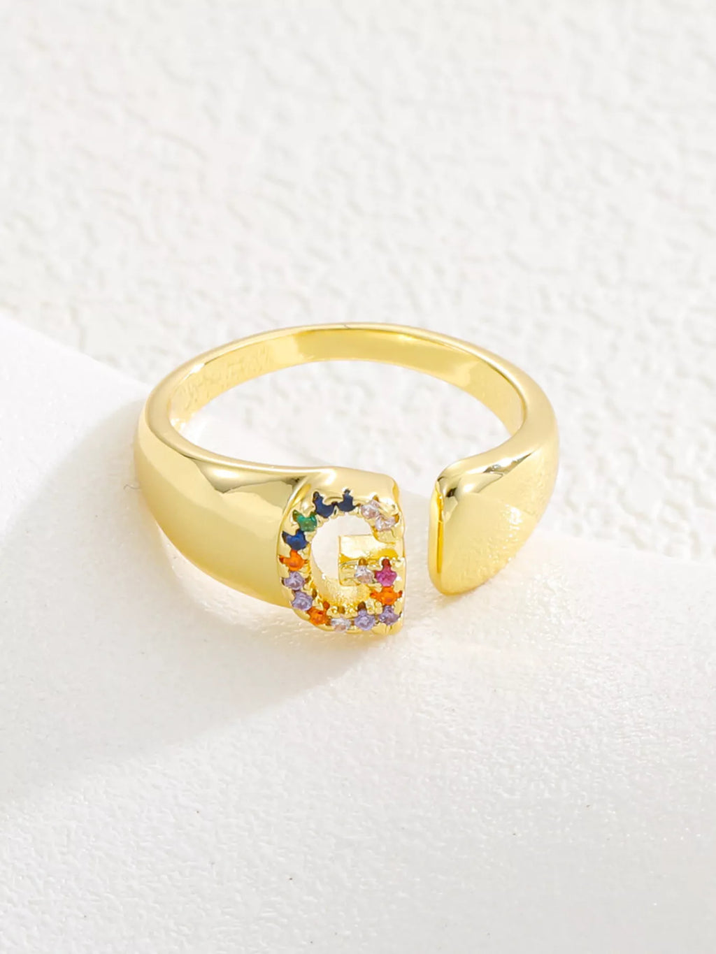 18K Gold-Plated Zircon Letter Ring