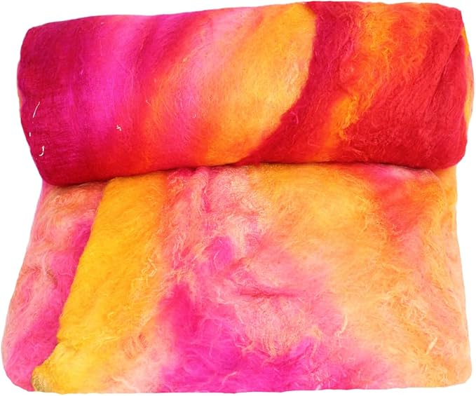 Knitsilk Mulberry Silk Fiber Yarn, Yellow and Pink. Best for Knitting, Sewing Silk Filament Sheets, Spinning and Needle Felting