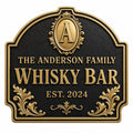 Personalized Home Bar Sign – Antique Brass Scroll Arch-0