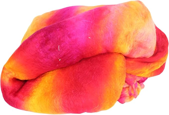 Knitsilk Mulberry Silk Fiber Yarn, Yellow and Pink. Best for Knitting, Sewing Silk Filament Sheets, Spinning and Needle Felting
