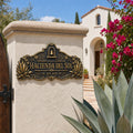 Personalized Antique Brass House Name Plaque | Spanish Style Address Sign