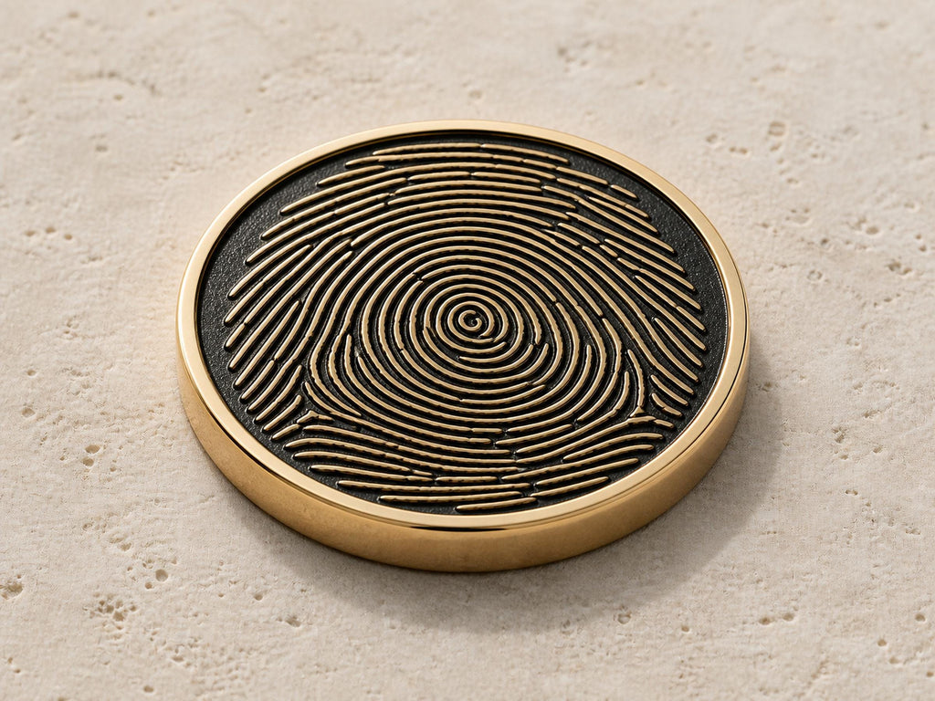 Custom Fingerprint Memorial Plaque, Antique Brass Fingerprint Keepsake, Personalised Handwriting Remembrance Gift