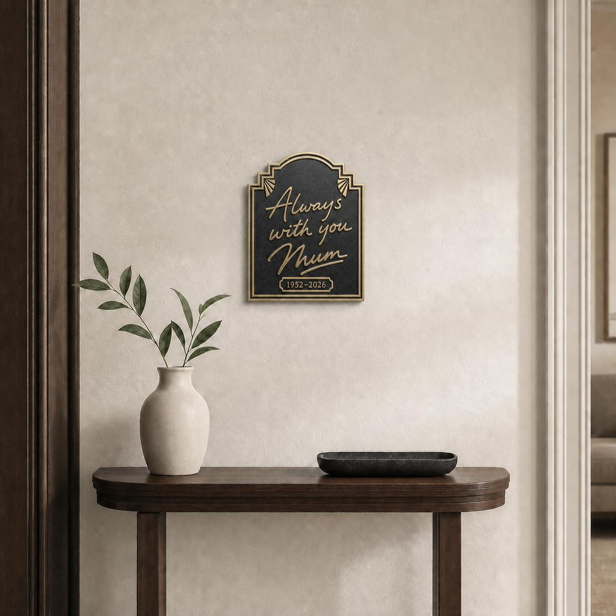 Handwritten Message Plaque – Antique Brass, Stepped