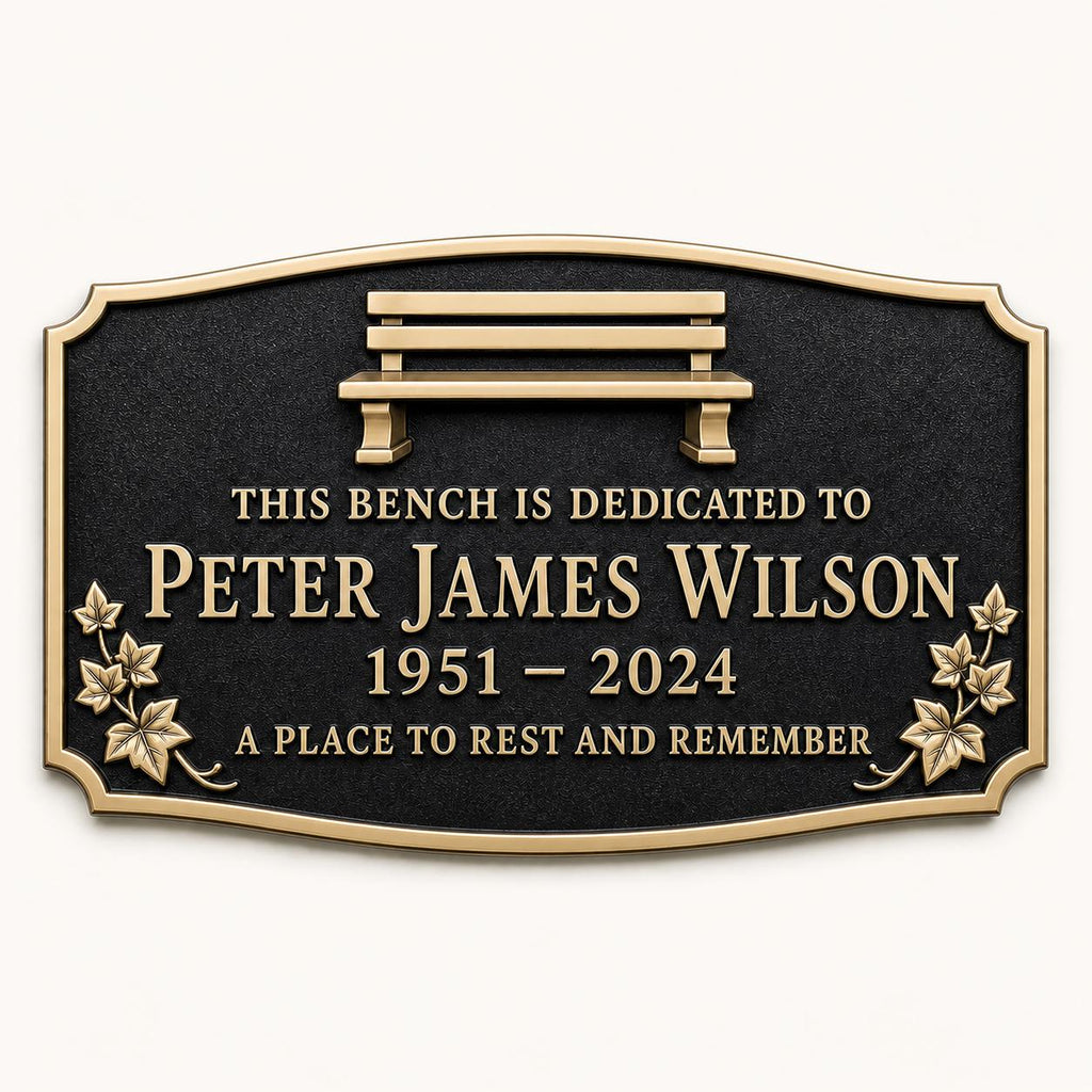 Personalised Garden Memorial Plaque, Antique Brass Tribute Sign