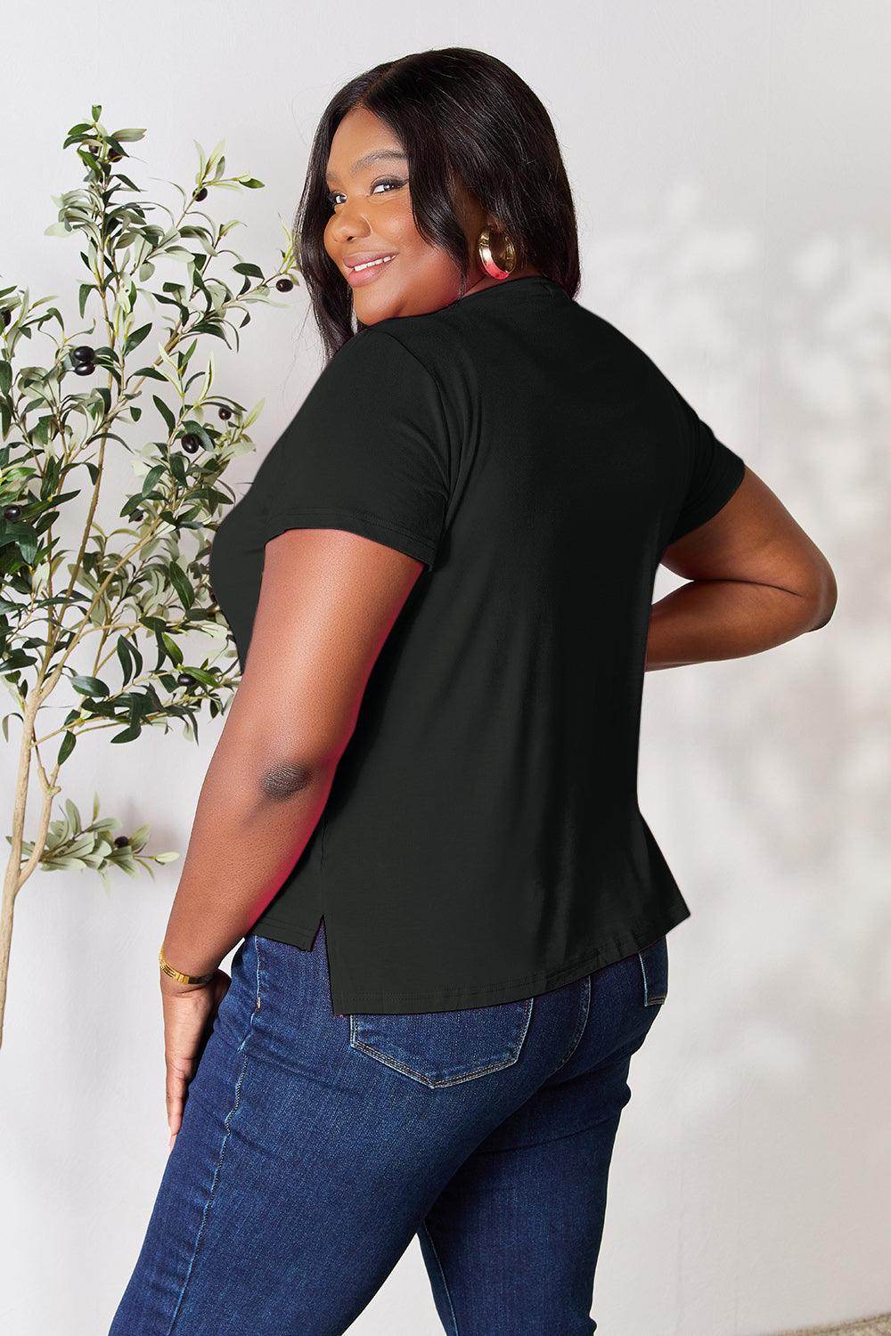 Basic Bae Full Size Round Neck Short Sleeve T-Shirt for Women - n/a at Dealshubindia