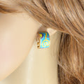 Ethnic Jewelry Colorful Enamel Geometric Pattern Wrap Cuffs Stud Huggie Earrings