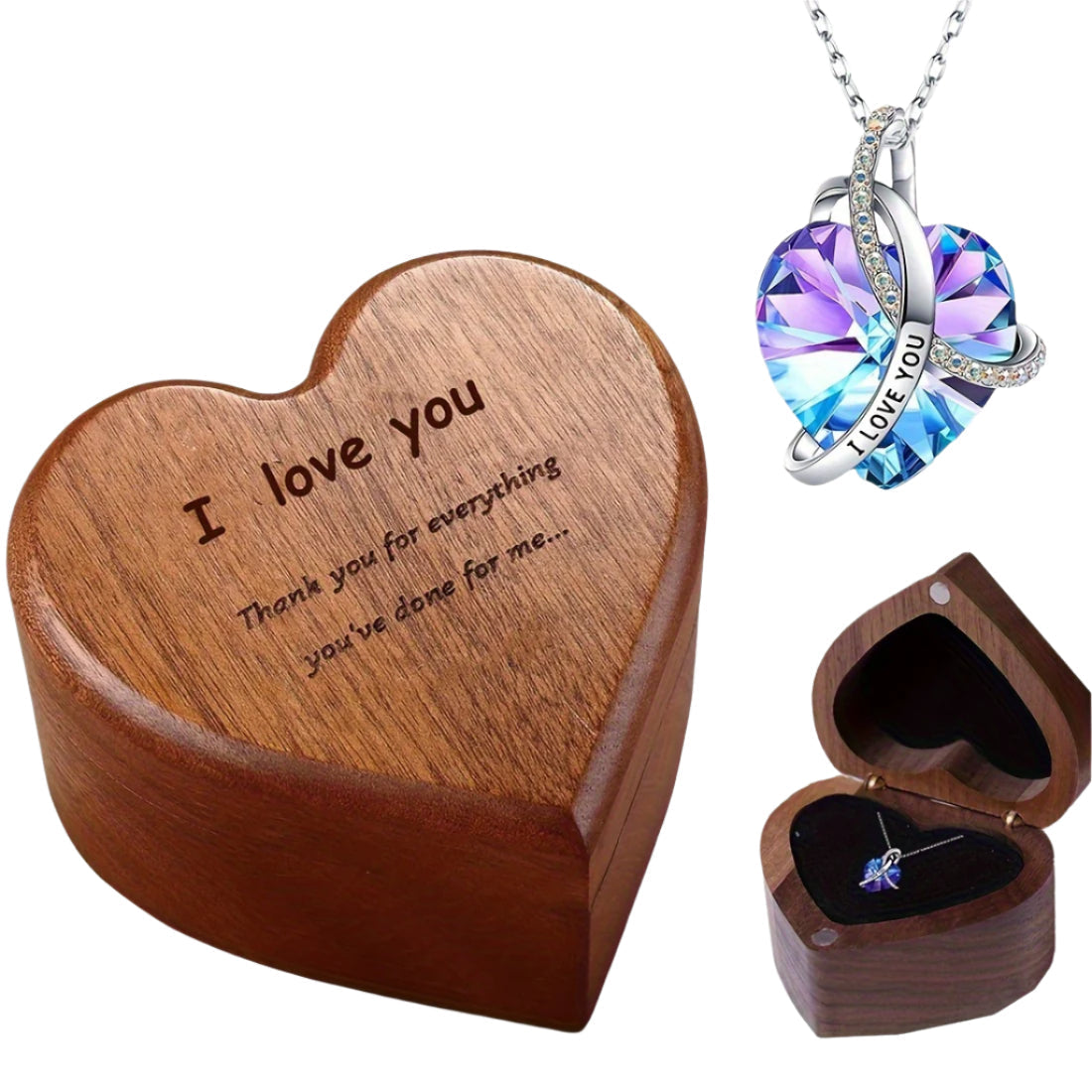 Heart-Shaped Bamboo Gift Box with Pendant Necklace - Fashion > Women's Fashion > Women's Jewellery at Dealshubindia