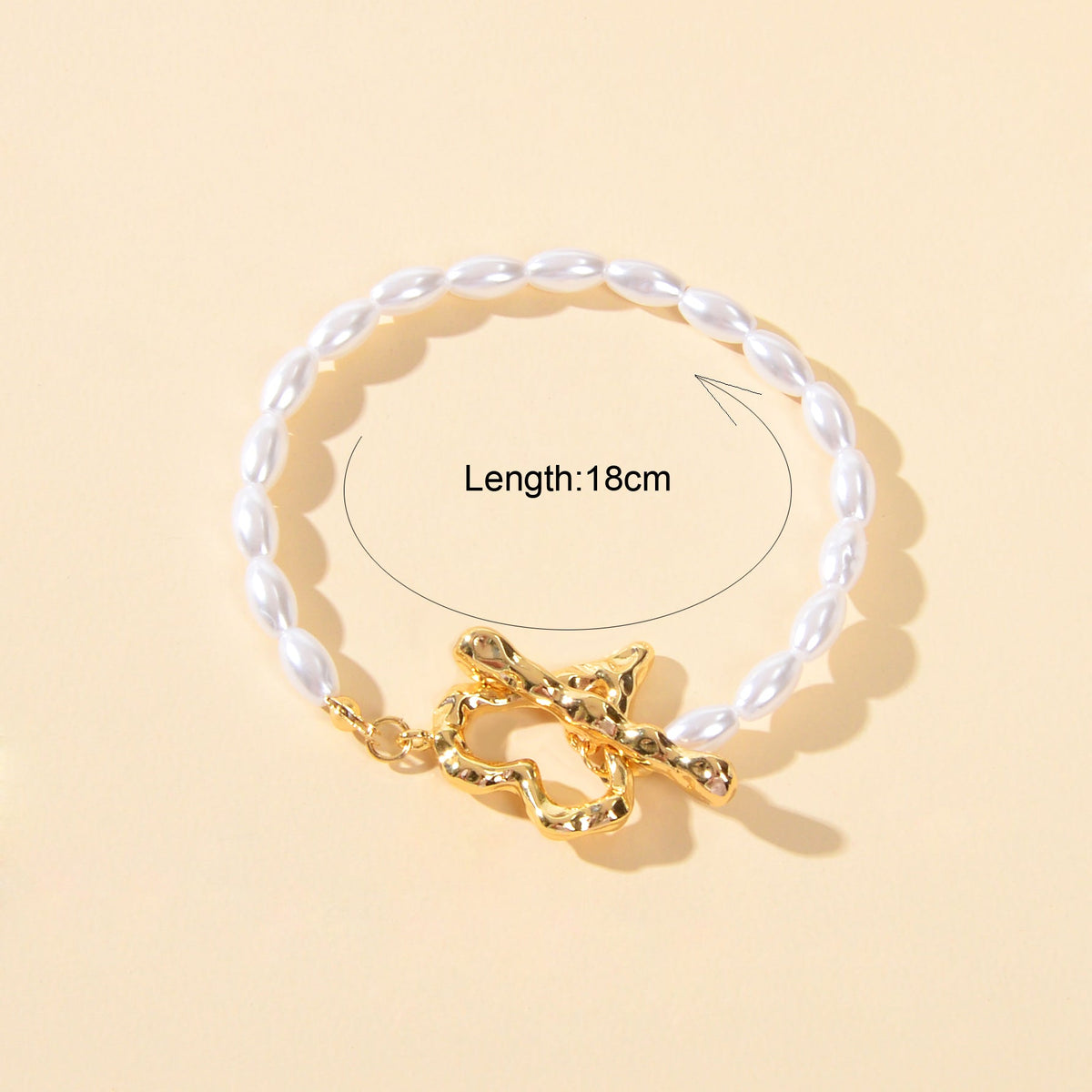 Textured Bridal Jewellery Retro Pearl Beads Gold Heart Charm Wedding Bracelet