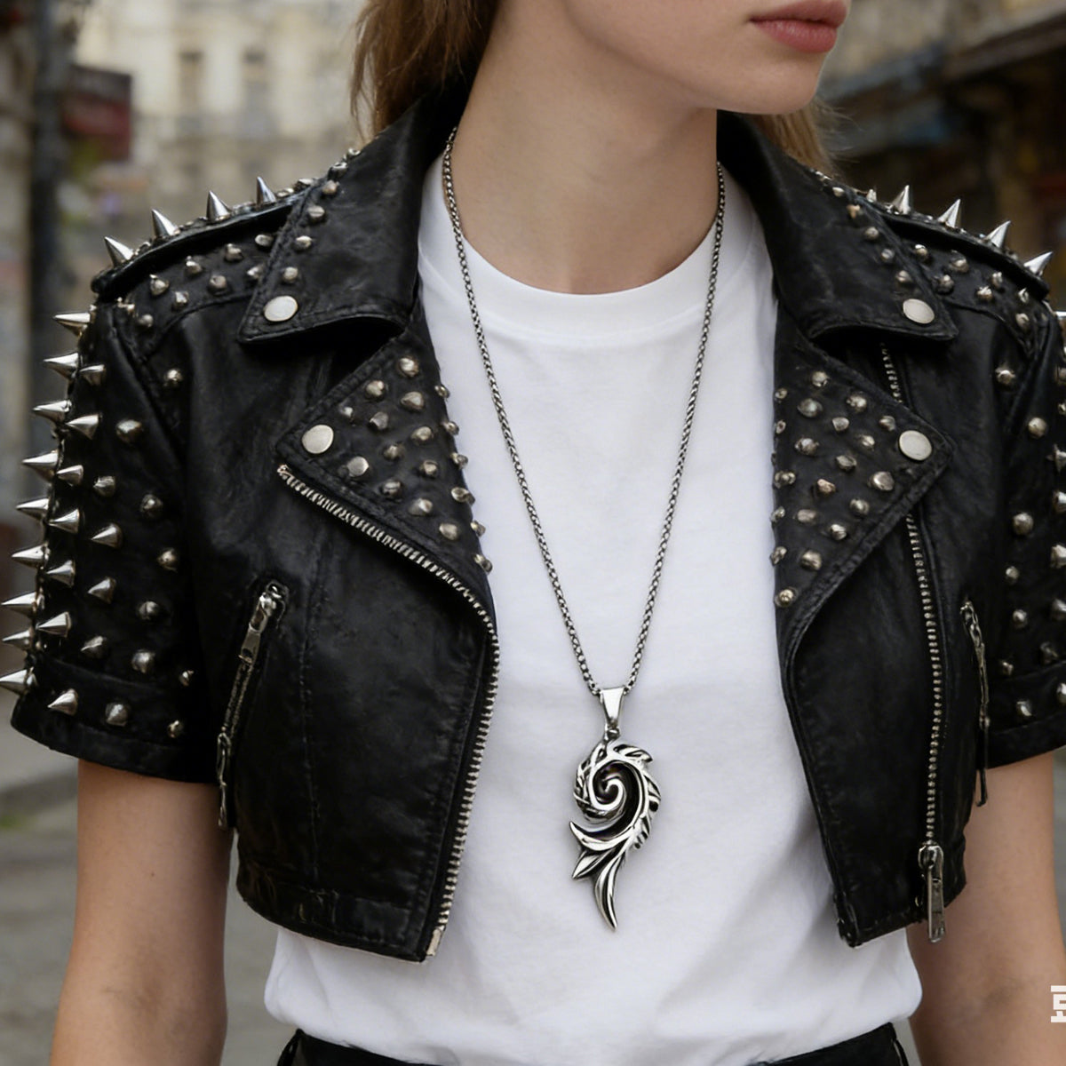 Y2K Punk Rock Stainless Steel Long Chain Geometric Pendant Party Daily