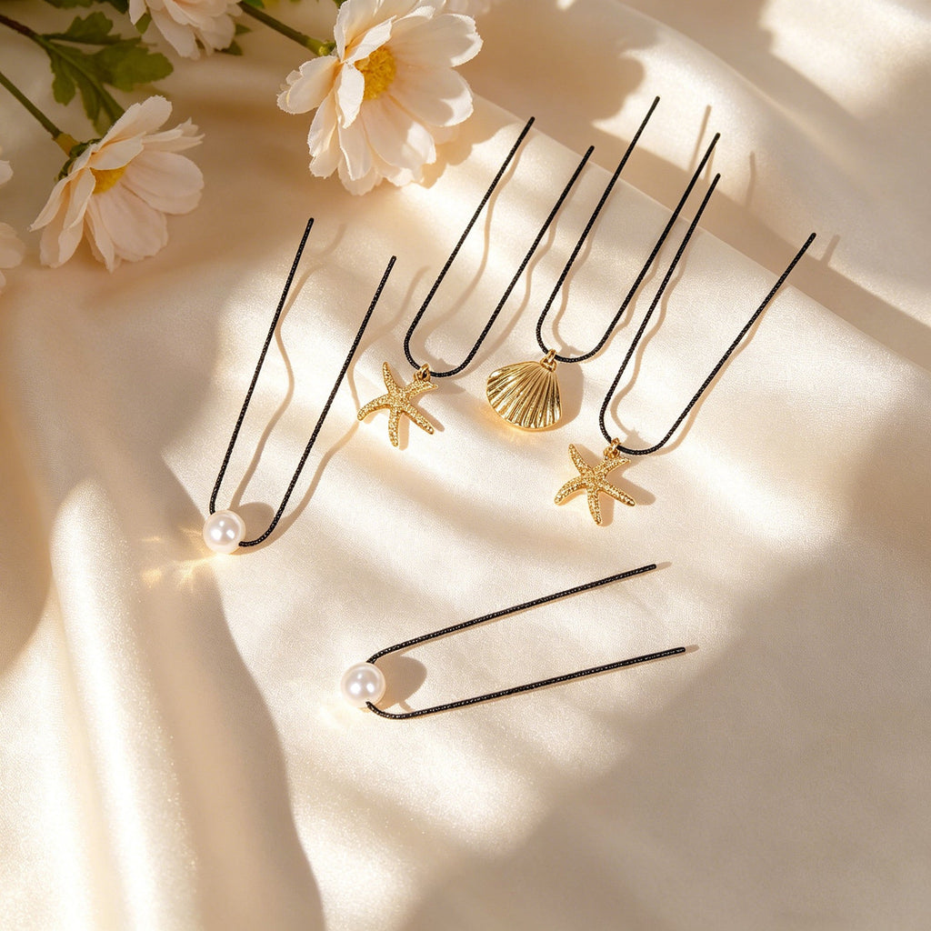 5pcs Hair Pins with Starfish Shell Pearl Charm Hair Sticks Hair Accessories Gift
