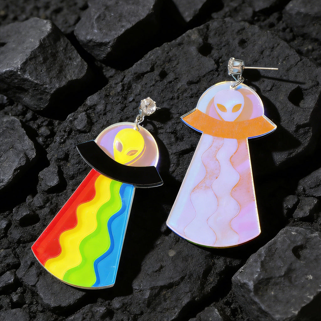 Statement Jewelry Candy Color Resin Saucerman Big Geometric Dangle Punk Earrings