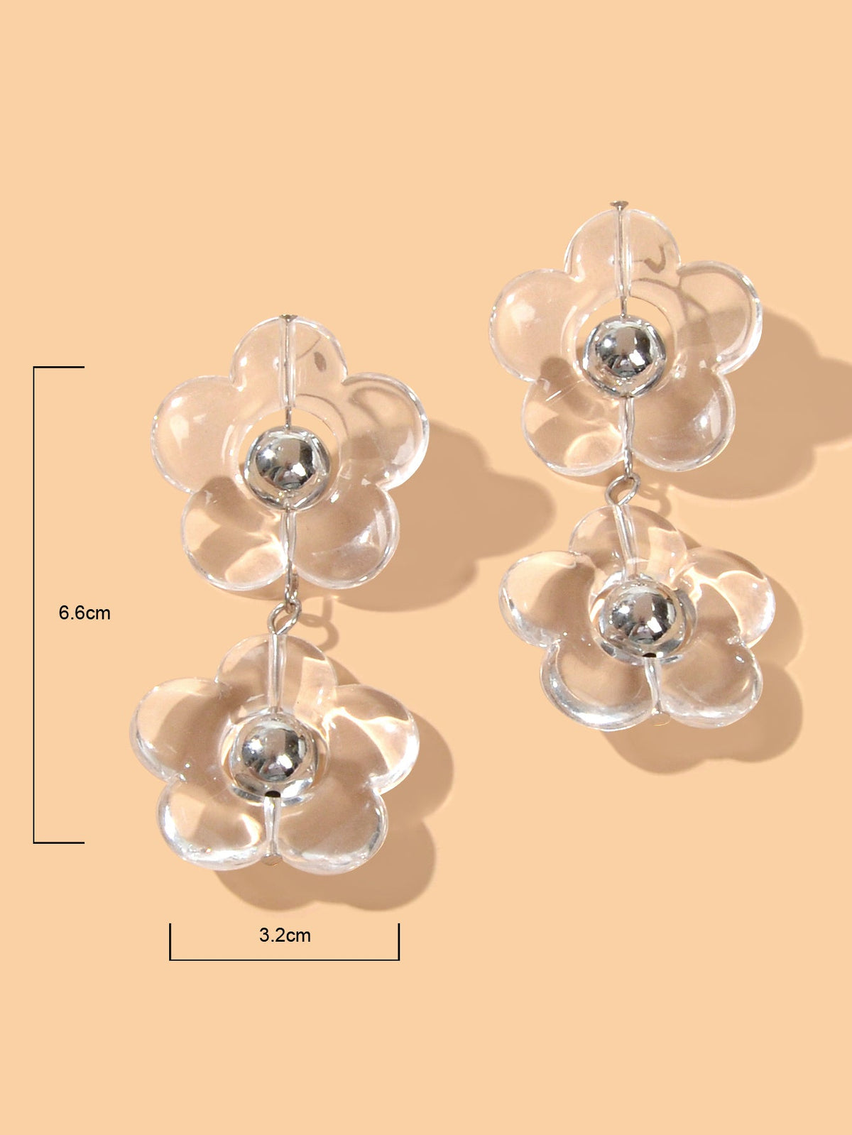 Transparent Flower Chunky Resin Acrylic Big Statement Pierced Earrings for Party