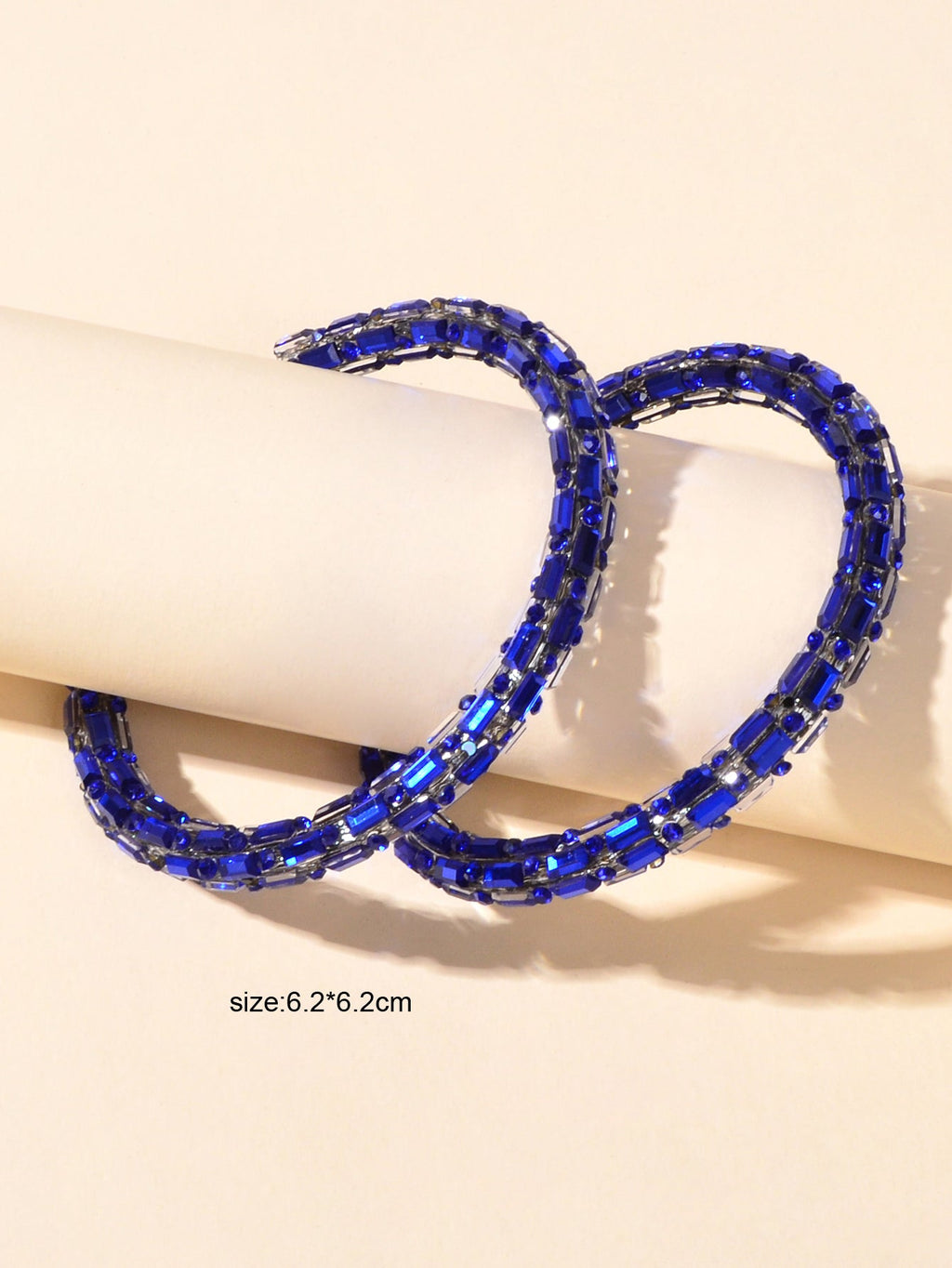 Glorious Sparkly Shiny Blue Crystal Hoops Earrings Gorgeous Holiday Jewellery