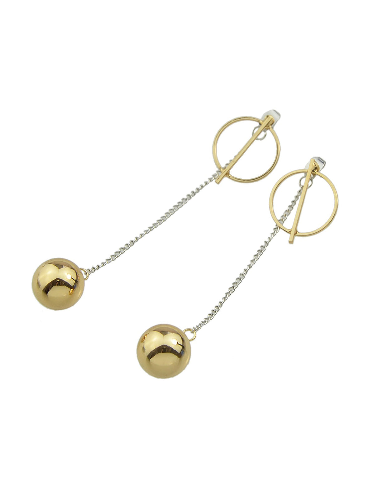 Long Silver Chain Gold Circle Ball Charm Earrings Ear Jacket Party Decoration
