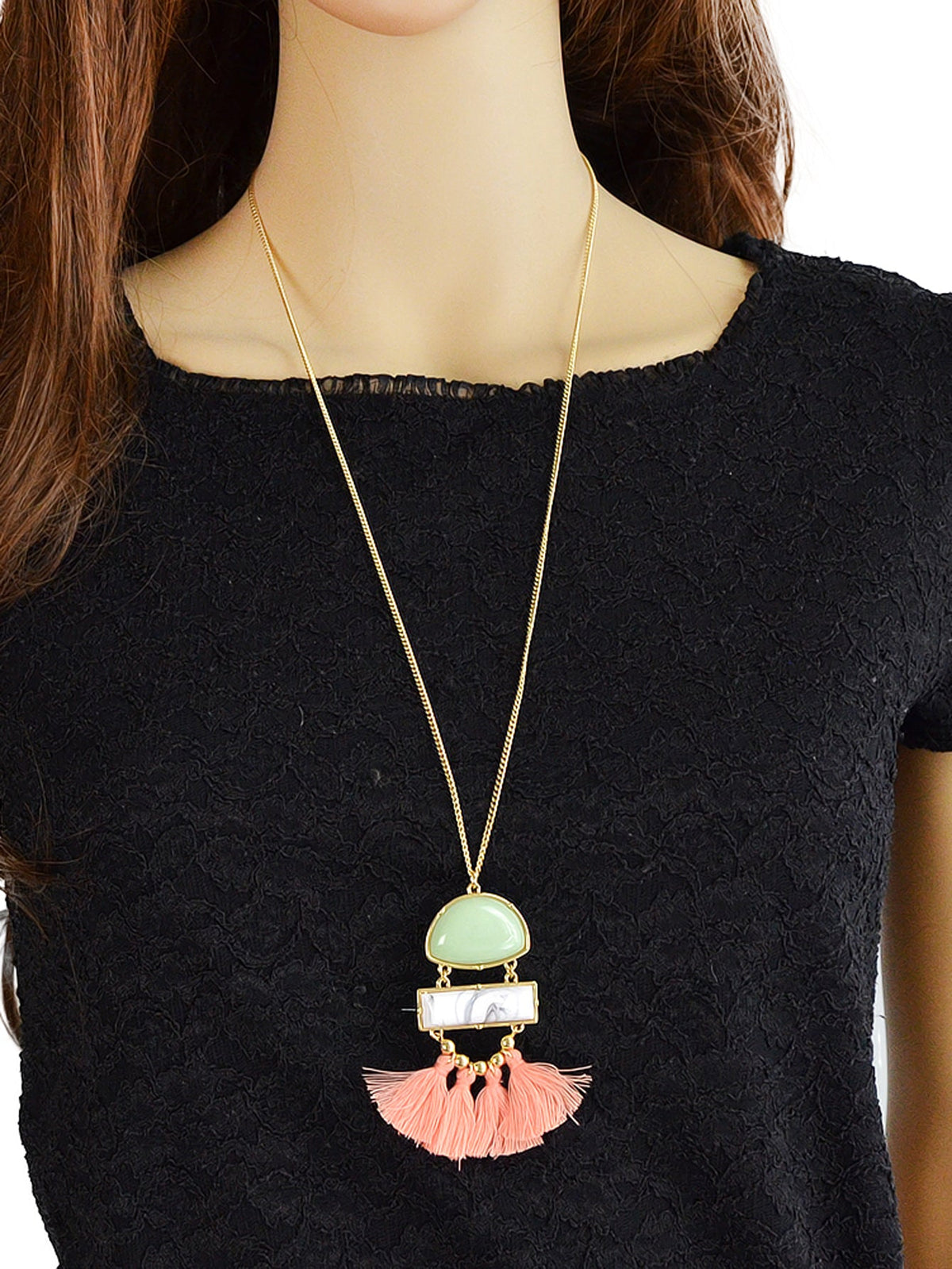 Ethnic Jewellery Bohemian Long Gold Chain Geometric Charm Tassel Fringe Necklace