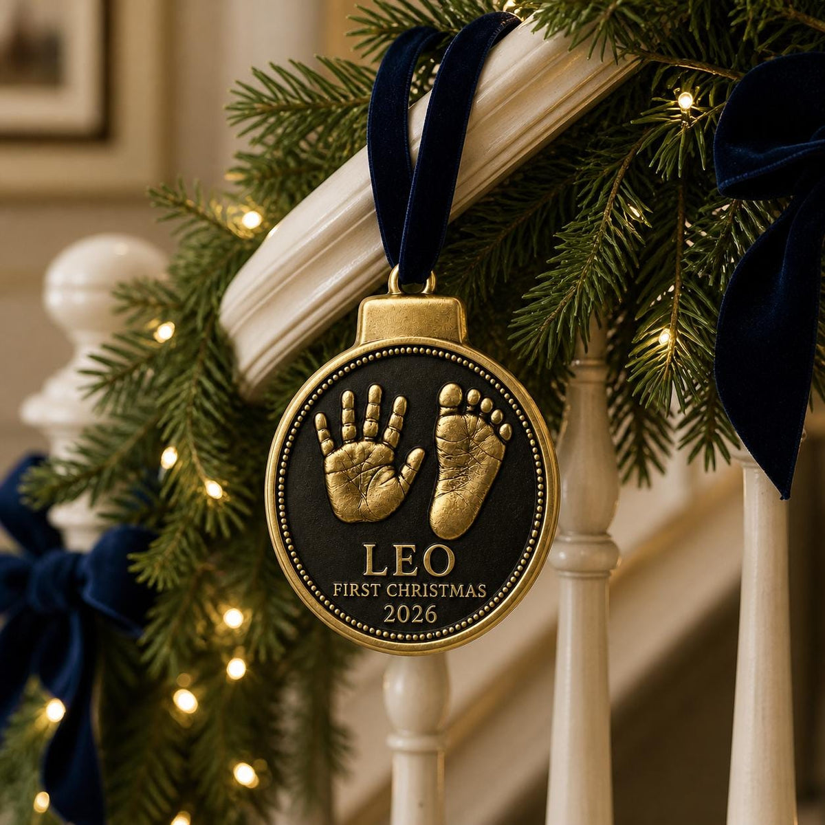 Baby Handprint and Footprint Ornament, Medallion