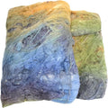 Knitsilk Mulberry Silk Fiber Yarn, Blue and Orange. Best for Knitting, Sewing Silk Filament Sheets, Spinning and Needle Felting