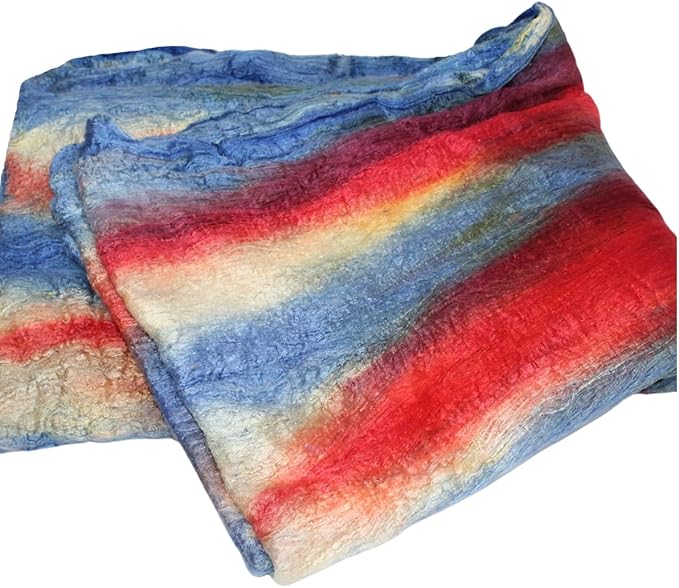 Knitsilk Mulberry Silk Fiber Yarn, Blue and Red. Best for Knitting, Sewing Silk Filament Sheets, Spinning and Needle Felting